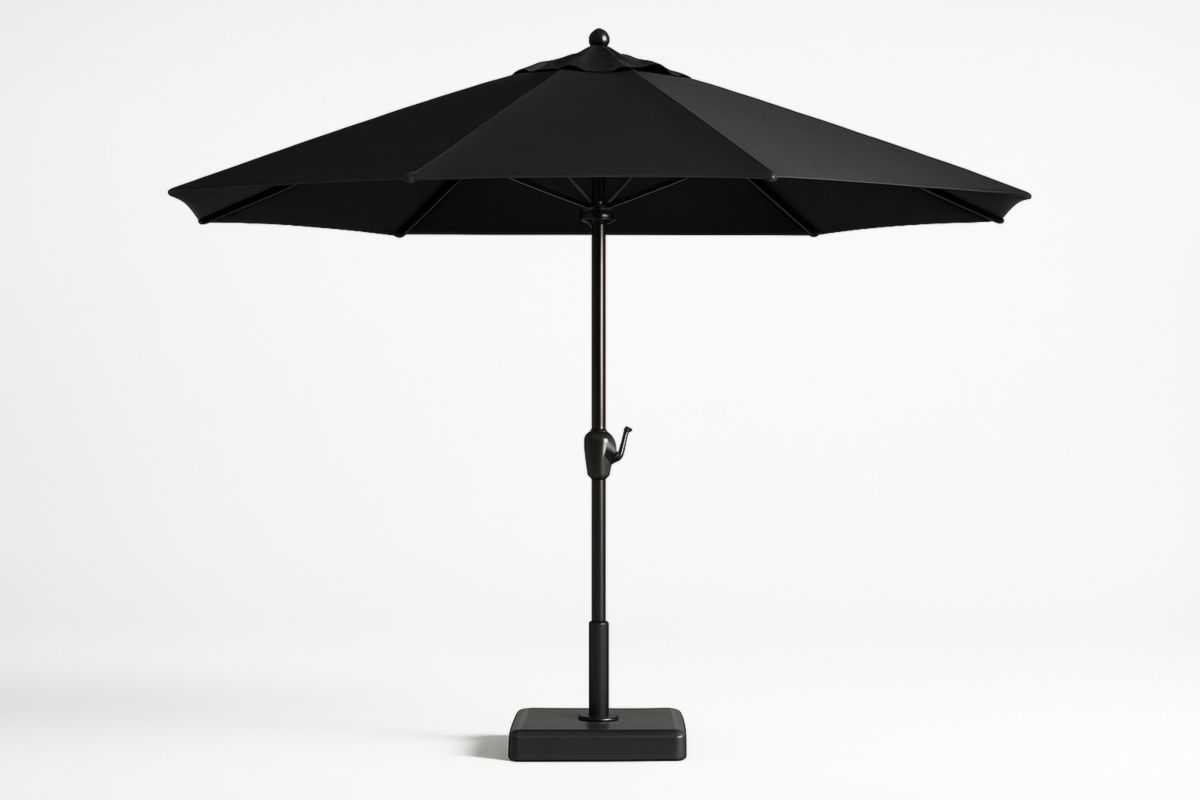 Zwarte Rond Parasol met Stalen Frame en Polyester Doek 300 cm-Cosyeterna