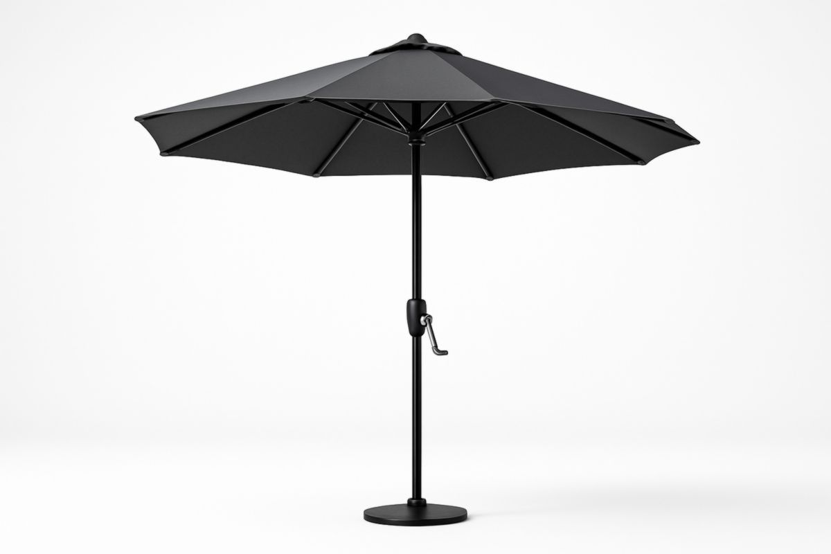 Zwarte Parasol Ø 300 cm Aluminium Polyester Crank Mechanisme-Cosyeterna