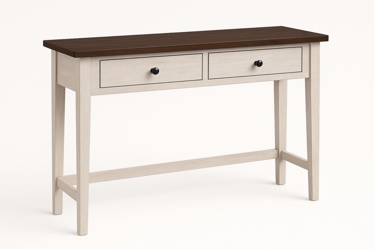 Houten Consoletafel met 2 Lades Bruin/Crème 120x35x80 cm-Cosyeterna