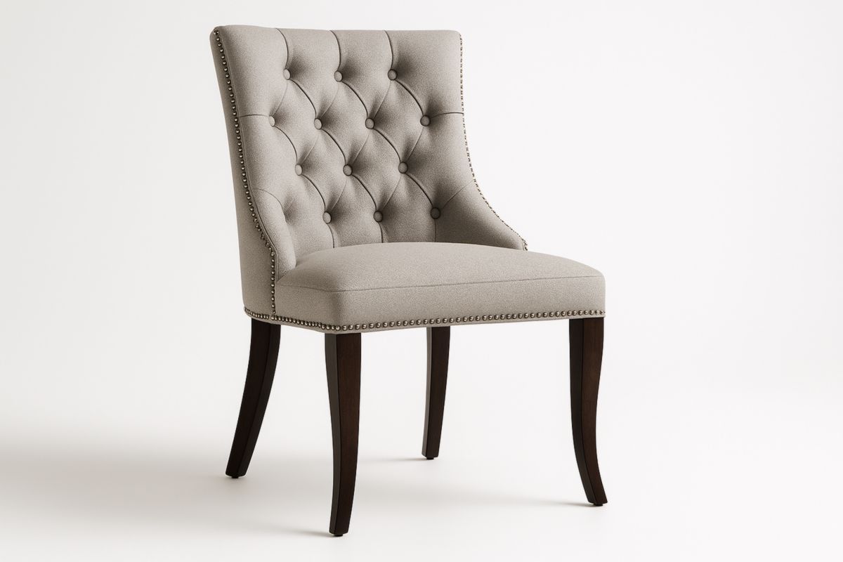 Gestoffeerde Eetkamerstoel Met Houten Poten Lichtgrijs-Cosyeterna