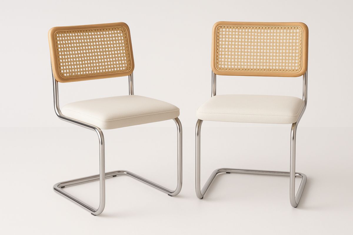 Rotan Zittingstoel Set van 2 Stuks Kunstleer Crème Metaal-Cosyeterna