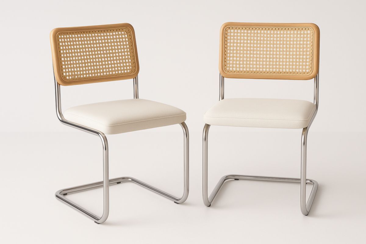 Rotan Zittingstoel Set van 2 Stuks Kunstleer Crème Metaal-Cosyeterna