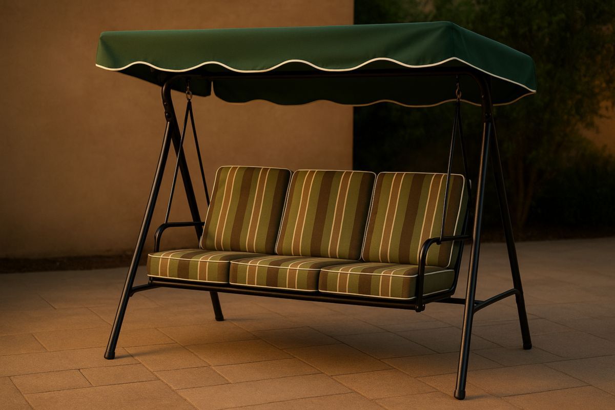 Buiten Schommelbank met Zonnescherm Metaal/Polyester Groen/Beige 3-zits-Cosyeterna