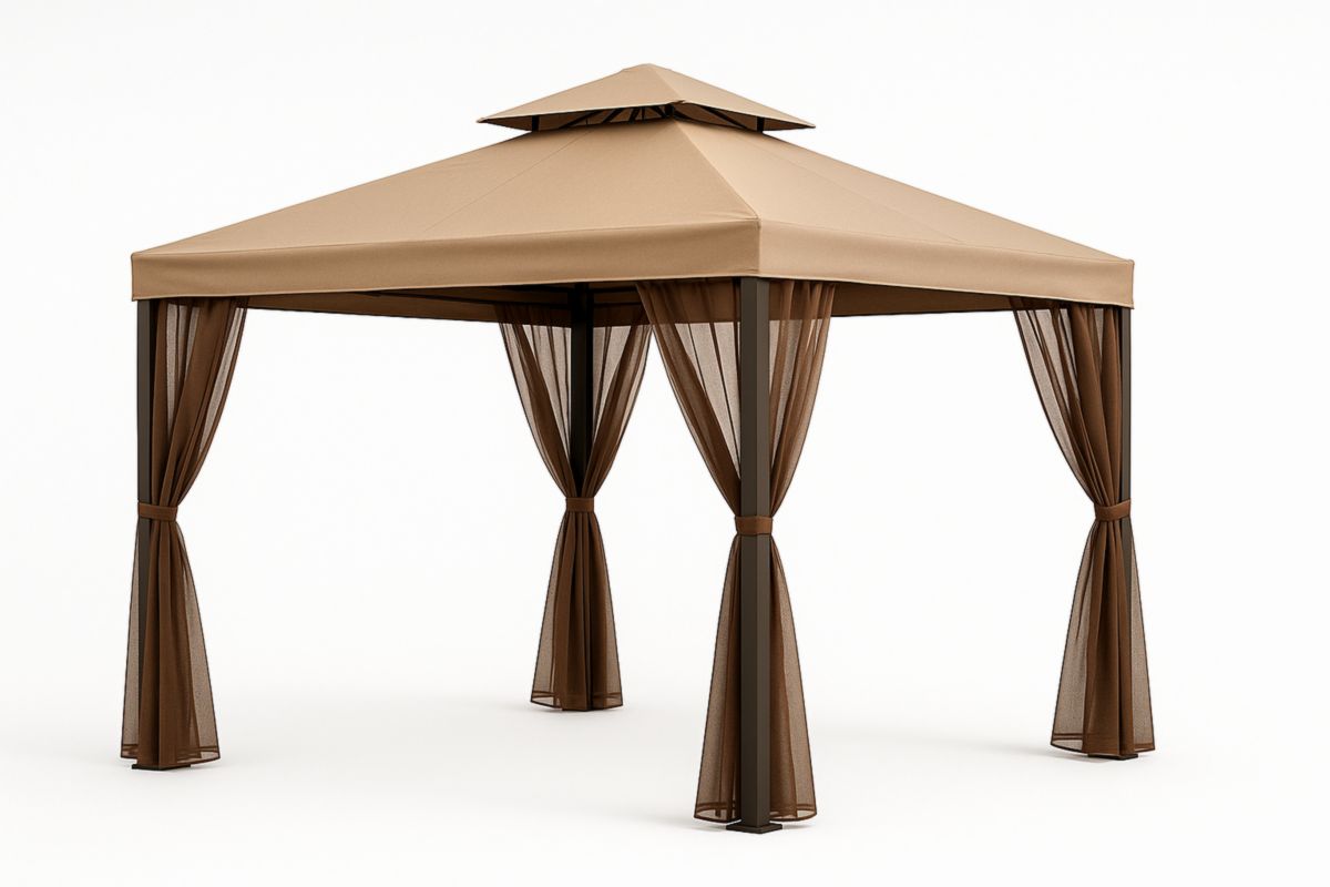 Tuinpaviljoen 300x300x260 cm Polyester Bruin-Cosyeterna