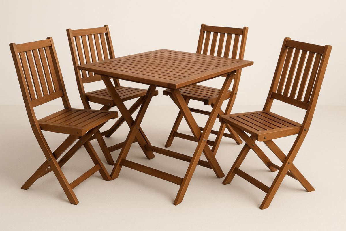 Houten Tuinset Klaptafel en Stoelen Set 5 Stuks-Cosyeterna
