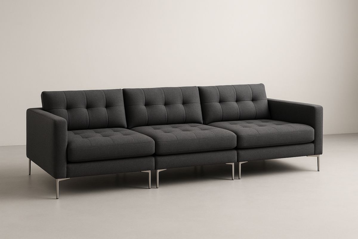 Donkere Grijze Driezitsbank Textiel Roestvrij Staal 300cm-Cosyeterna