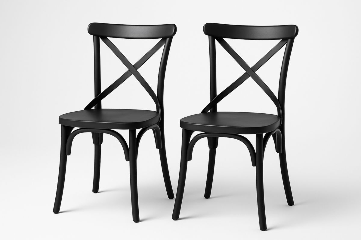 Set van 2 Eetkamerstoelen Beukenhout Zwart 90cm-Cosyeterna