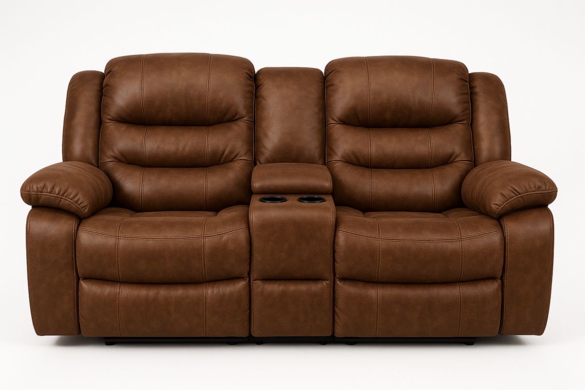 Bruin 2-zits Recliner Sofa PVC Leer Metaal 165cm-Cosyeterna