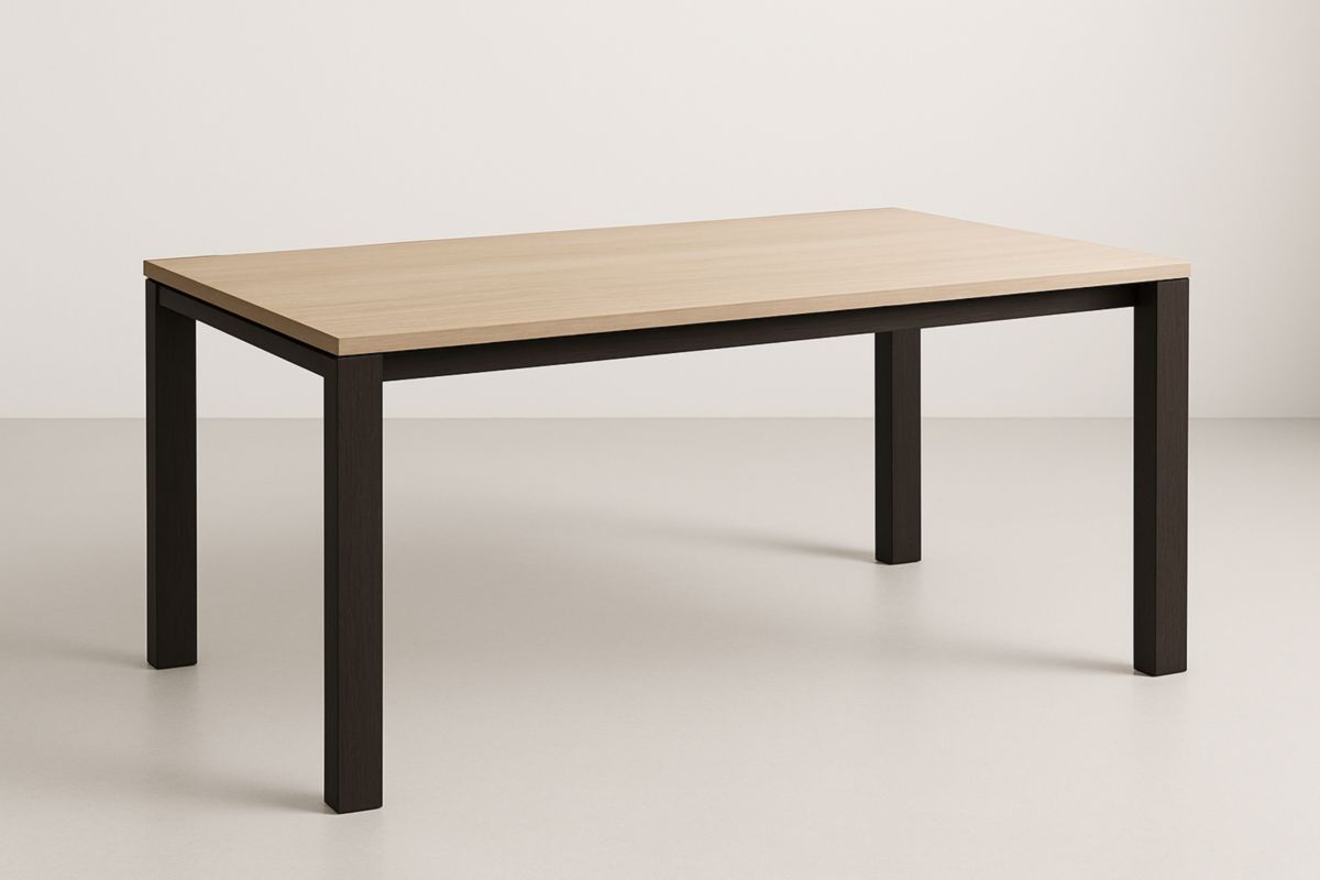 Eettafel Rechthoekig 150x80x75 cm Eikenfineer/Zwart MDF Metaal-Cosyeterna