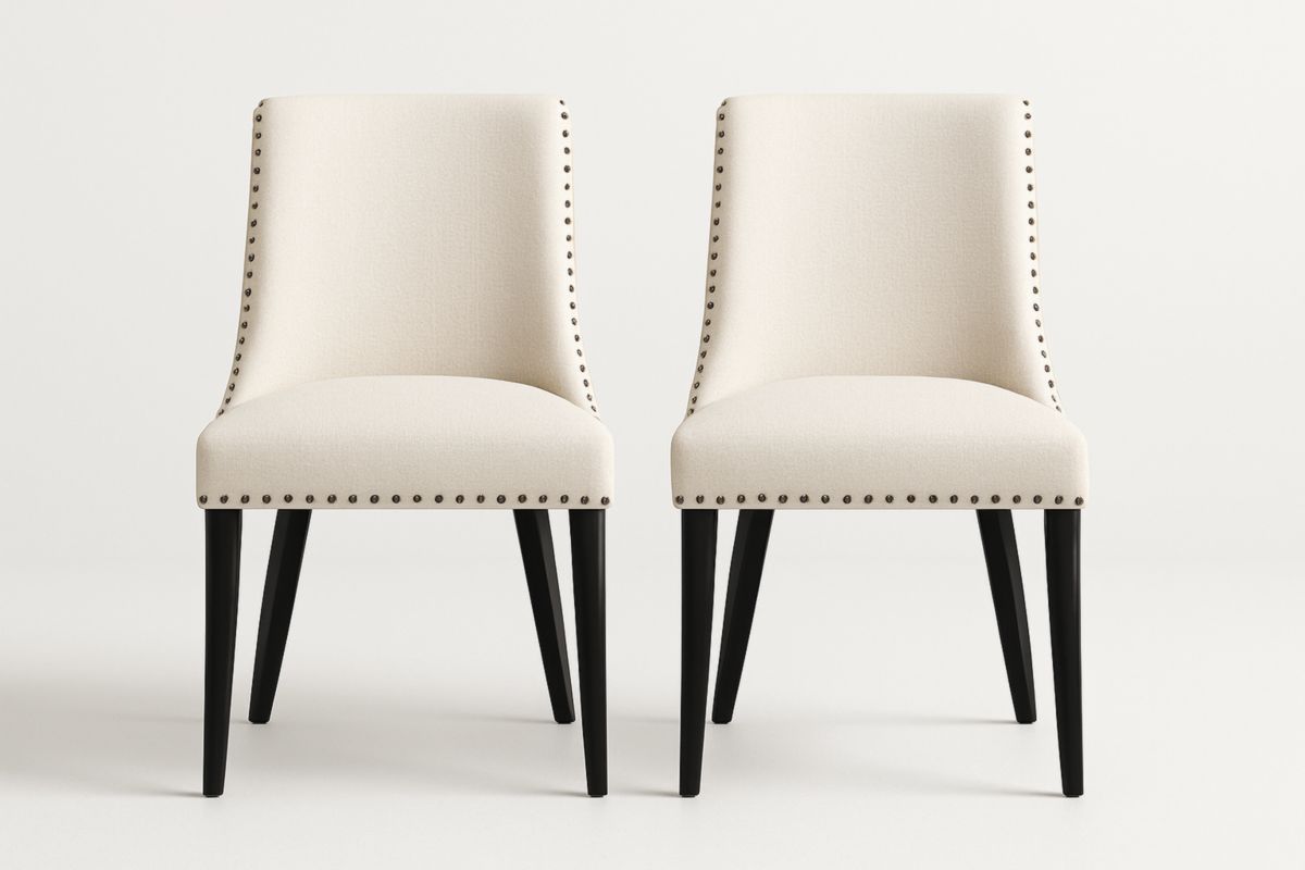 Eetkamerstoelen Set polyestervezel stof Crème/Zwart Houten Frame-Cosyeterna