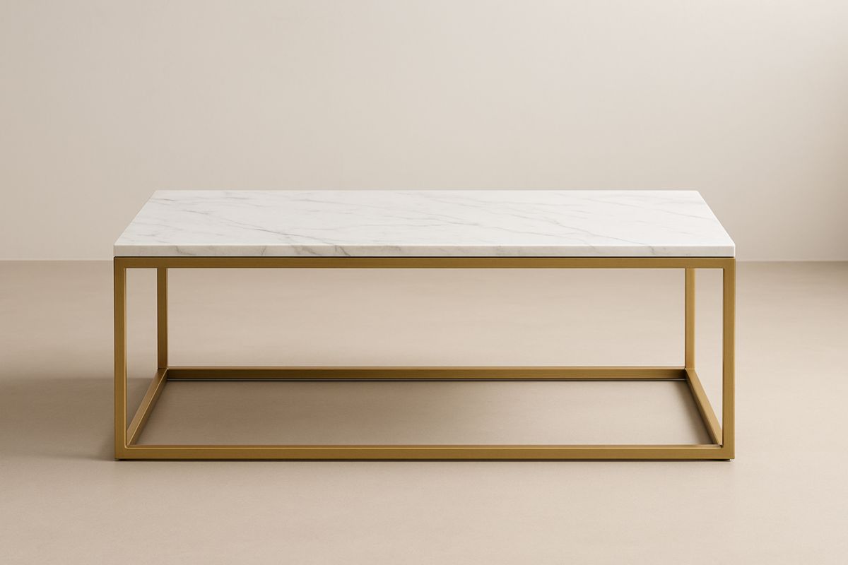 Salontafel met Marmeren Blad Goud Metaal Frame 120x60x40cm-Cosyeterna