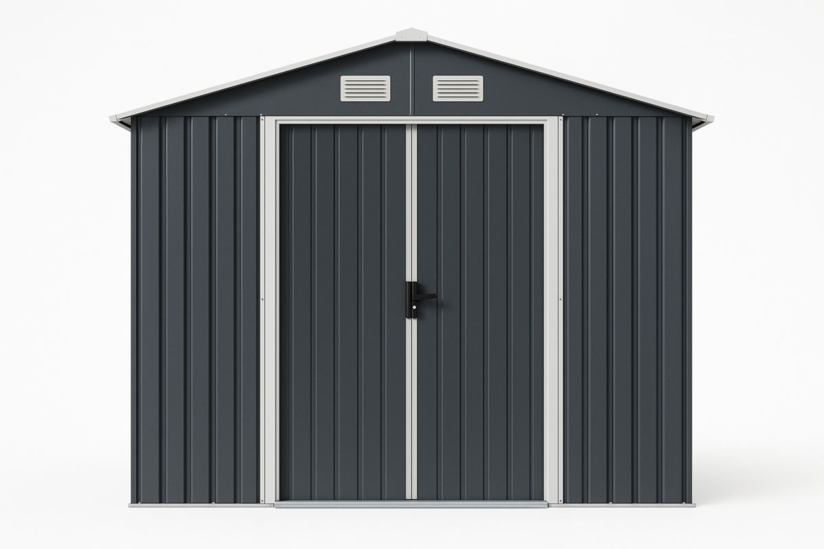 Metalen Tuinhuis Met Dubbele Deur Donkergrijs 213x130x173cm Weerstendig-Cosyeterna