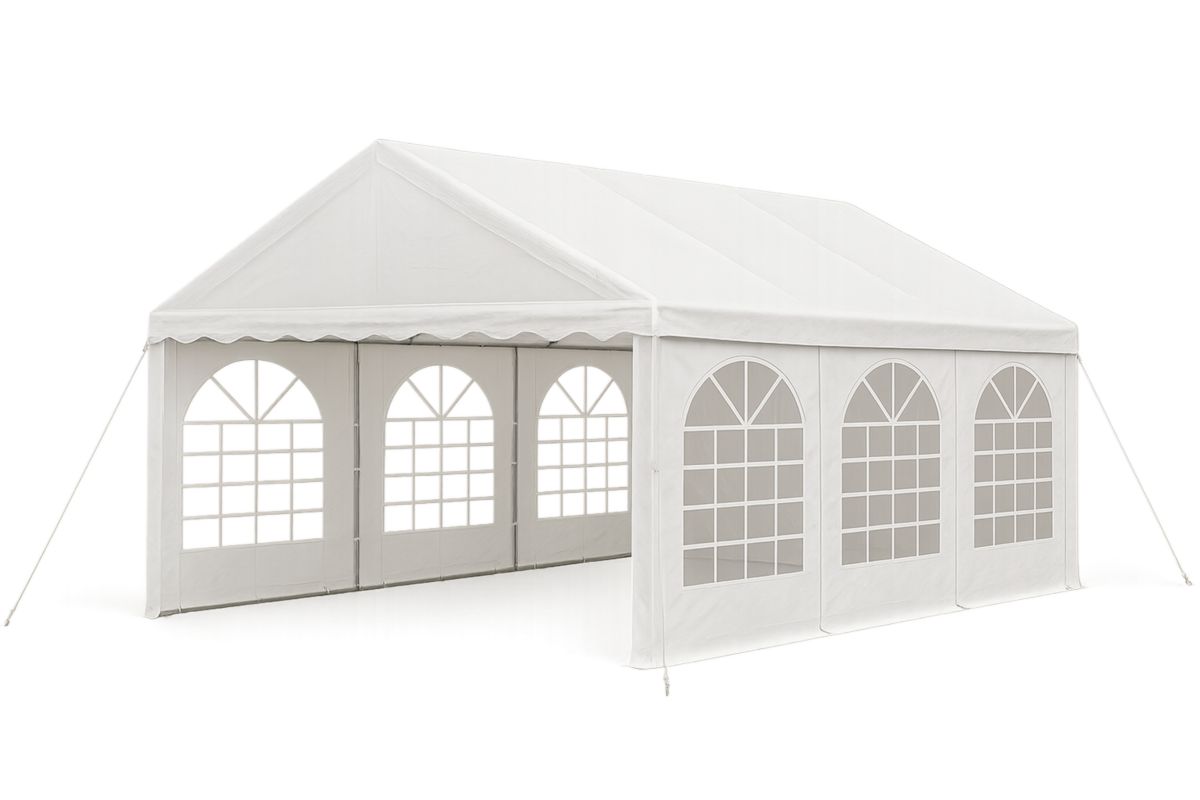 Witte Partytent  PVC Zijwanden Stalen Frame-Cosyeterna