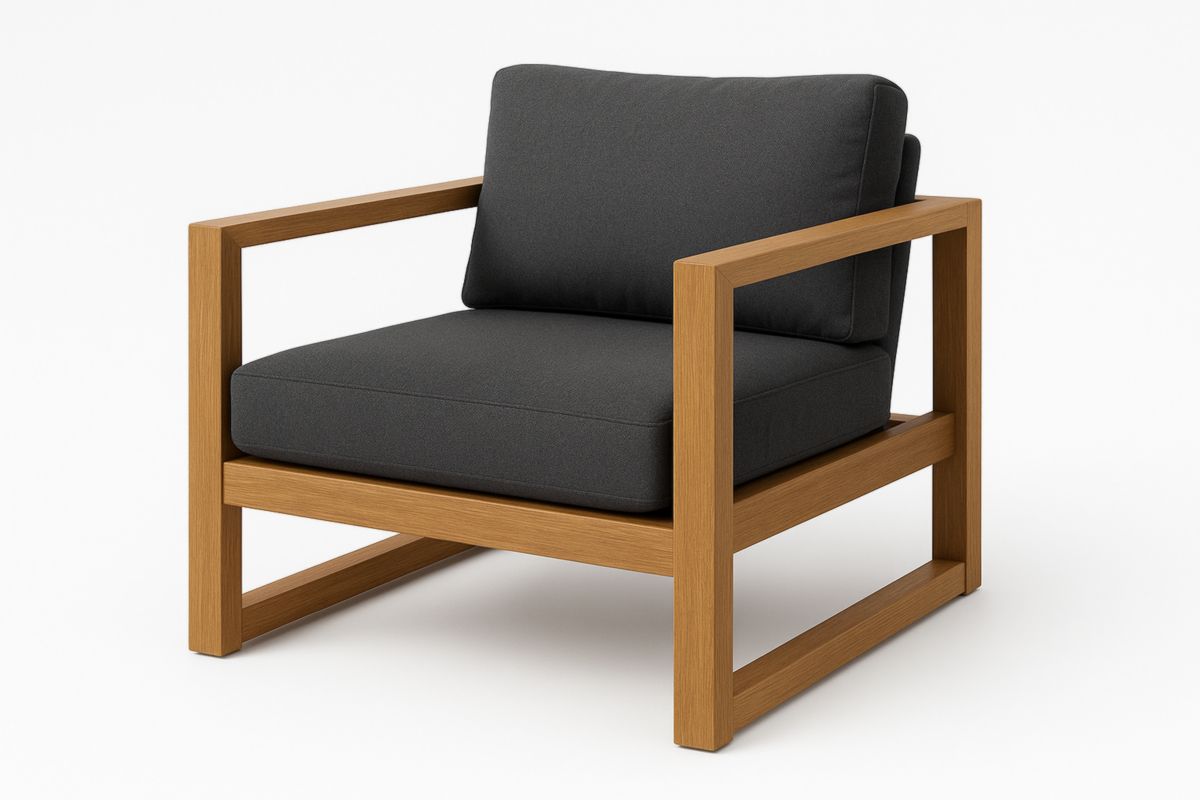 Houten Loungestoel met Antraciet Kussens 70x70x75 cm-Cosyeterna