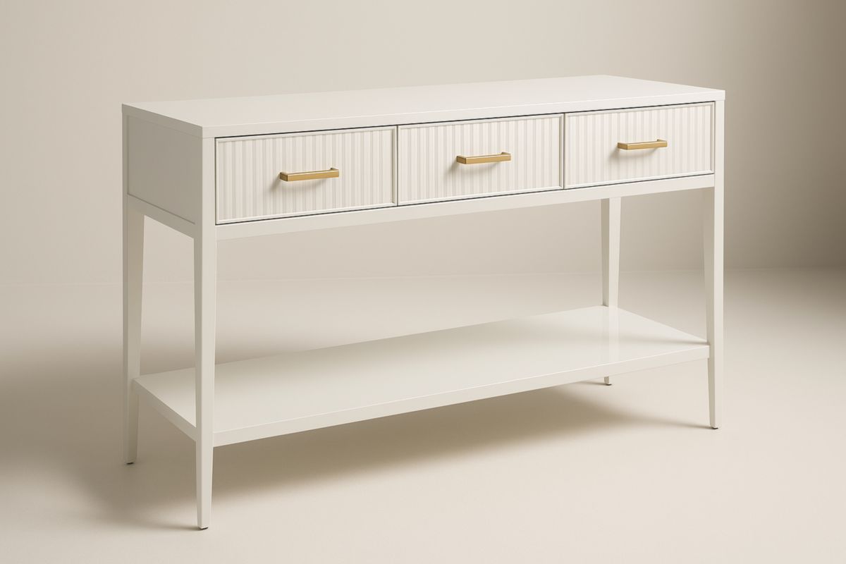 Moderne Console Tafel Met Drie Lades Wit MDF 120x30x80cm-Cosyeterna