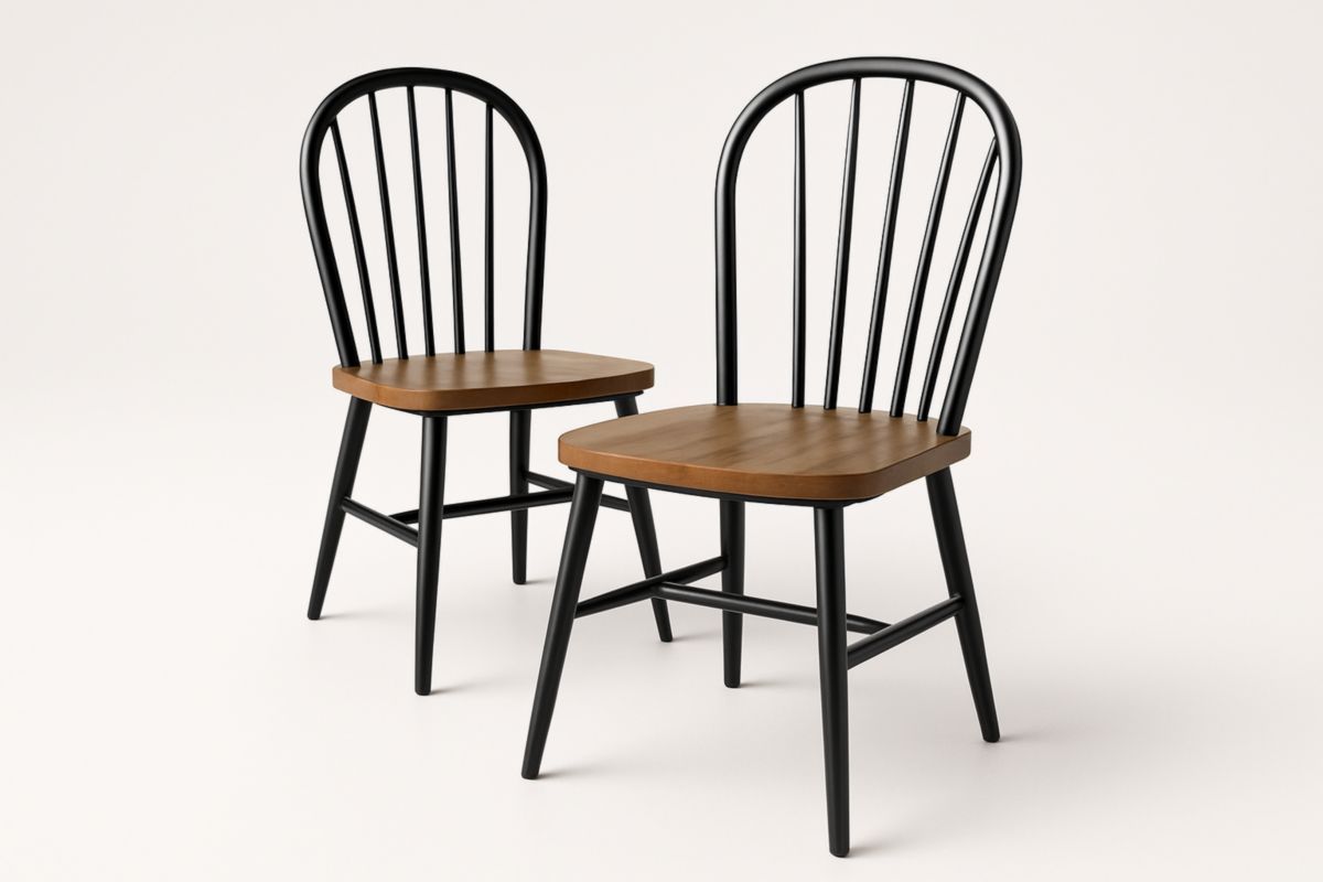 Set van 2 stoelen hout en metaal zwart/bruin-Cosyeterna