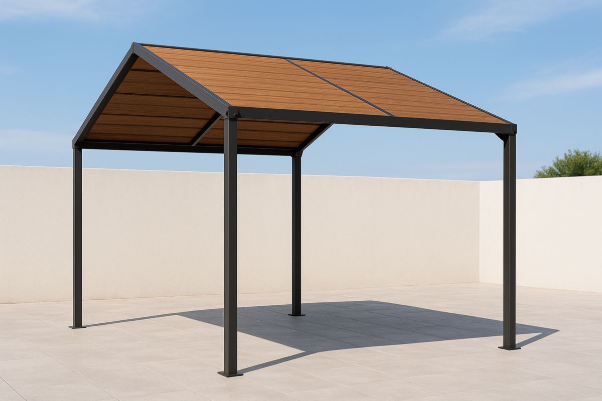 Tuinpaviljoen Aluminium Frame met Houten Dak 300x400cm Bruin/Zwart-Cosyeterna