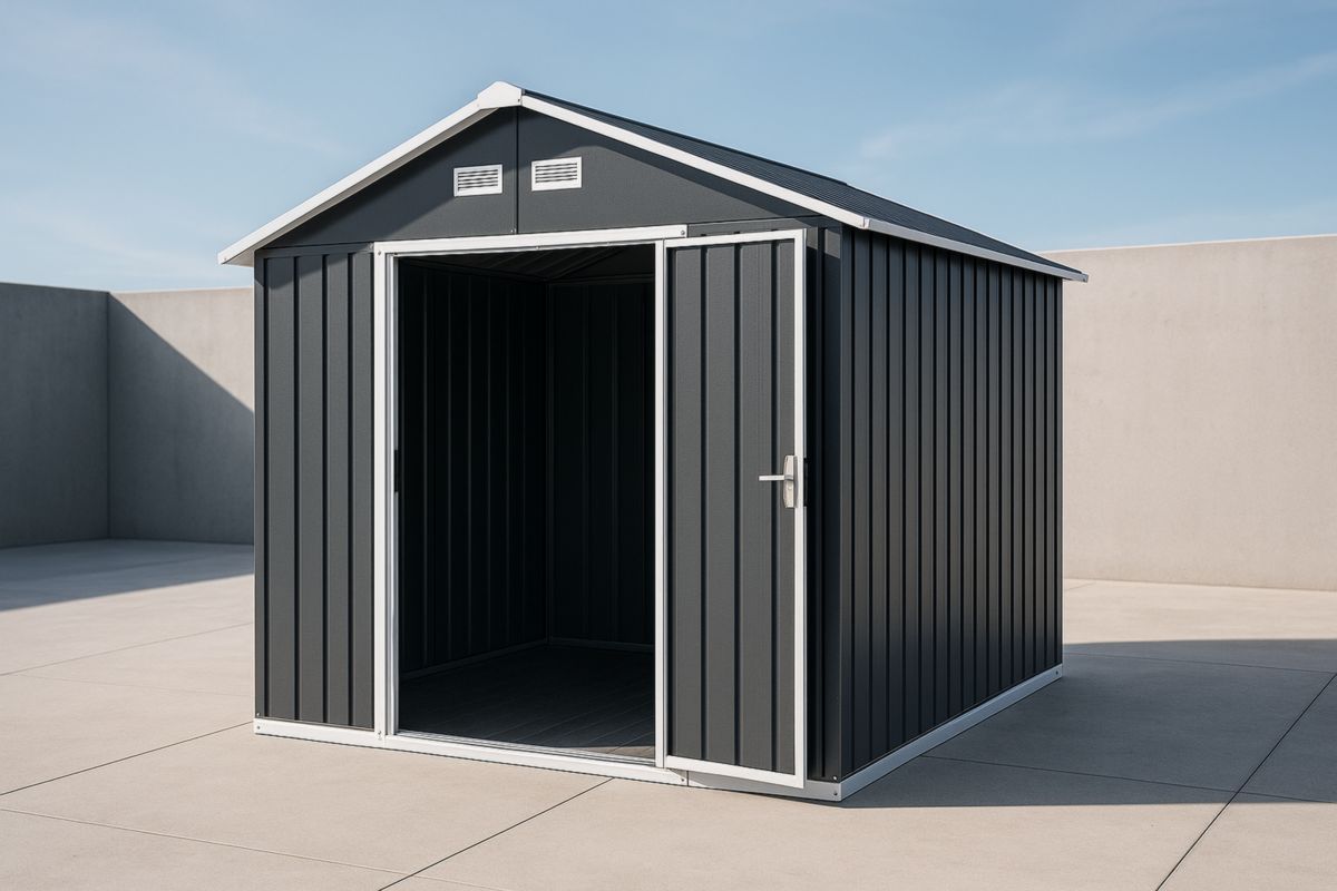 Metaal Tuinhuis 240x180x190cm Grijs Dubbele Deur-Cosyeterna