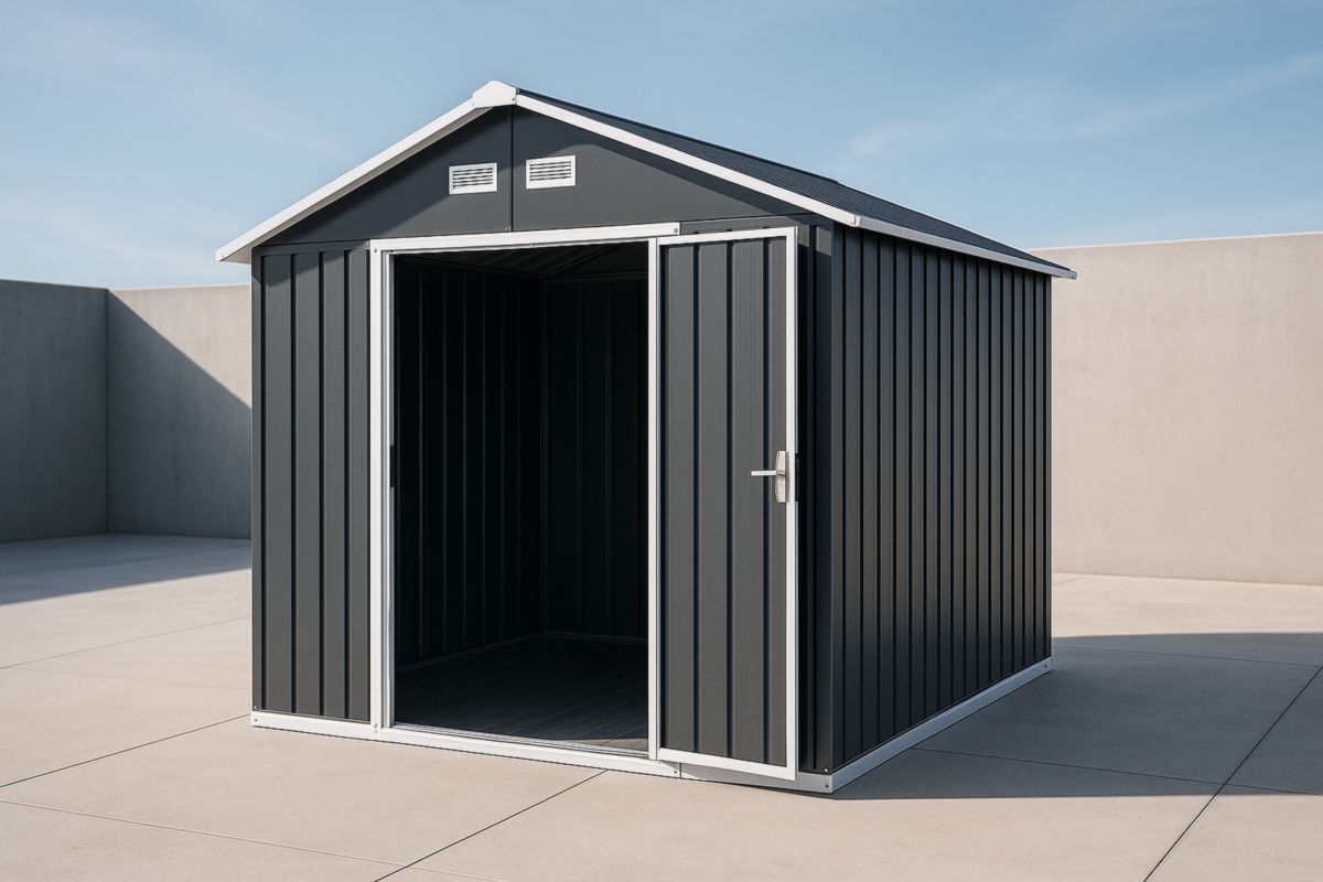 Metaal Tuinhuis 240x180x190cm Grijs Dubbele Deur-Cosyeterna