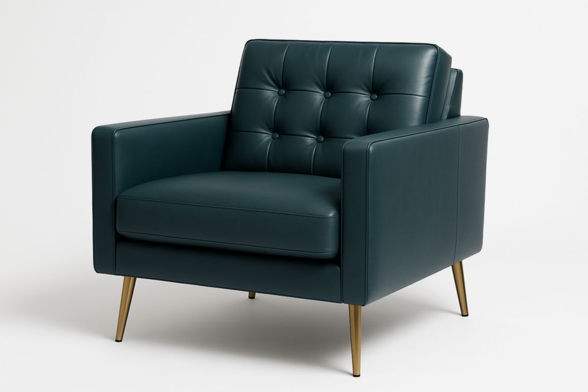 Leren Fauteuil PU-leer Petrol Blauw Metalen Poten 95x85x80cm-Cosyeterna