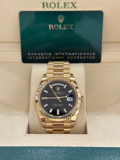 Day-Date 40 Yellow Gold Black Dial Watch 228238-0004