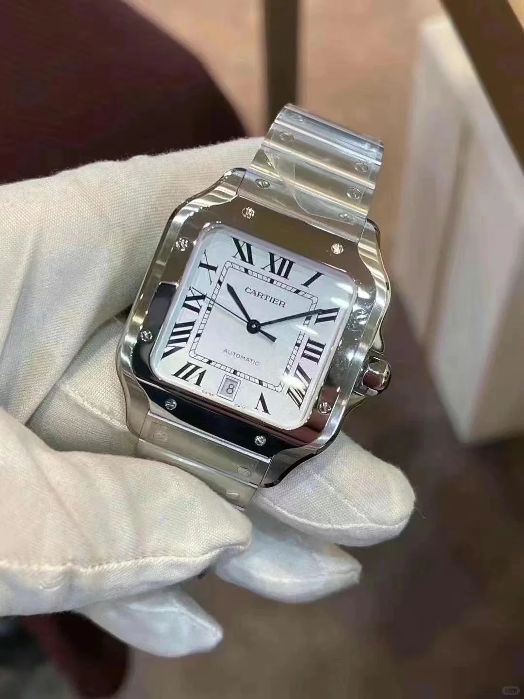 SANTOS DE , LARGE MODEL And Leather Bracelets