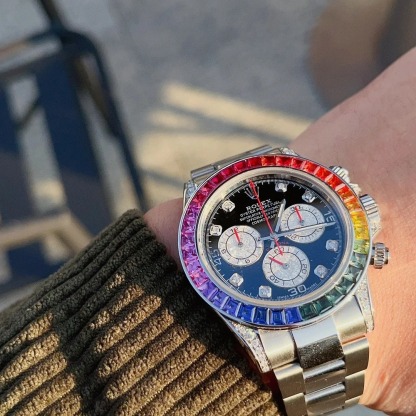 Pre Owned Steel Daytona 116509 Custom Diamond Rainbow