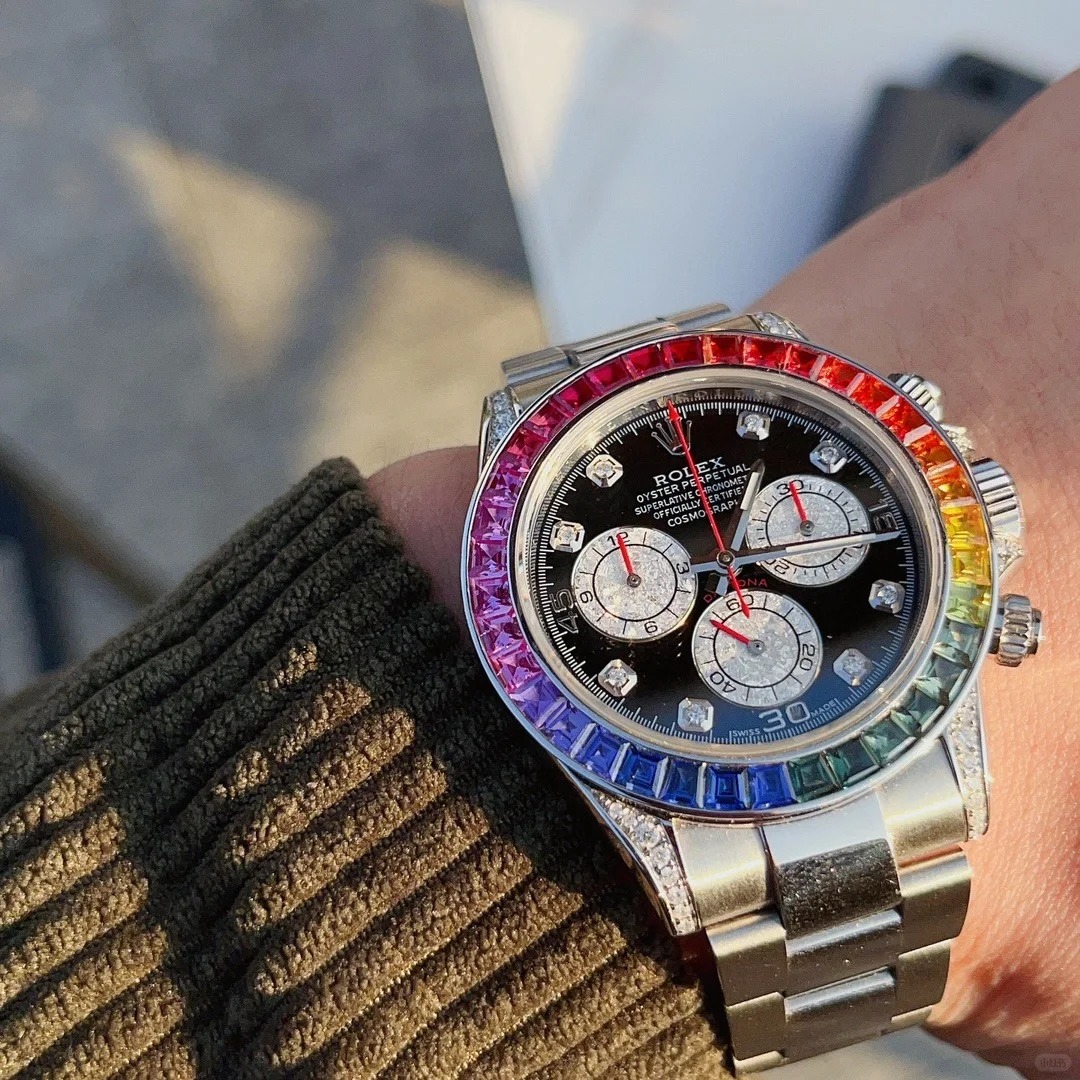 Pre Owned Steel Daytona 116509 Custom Diamond Rainbow