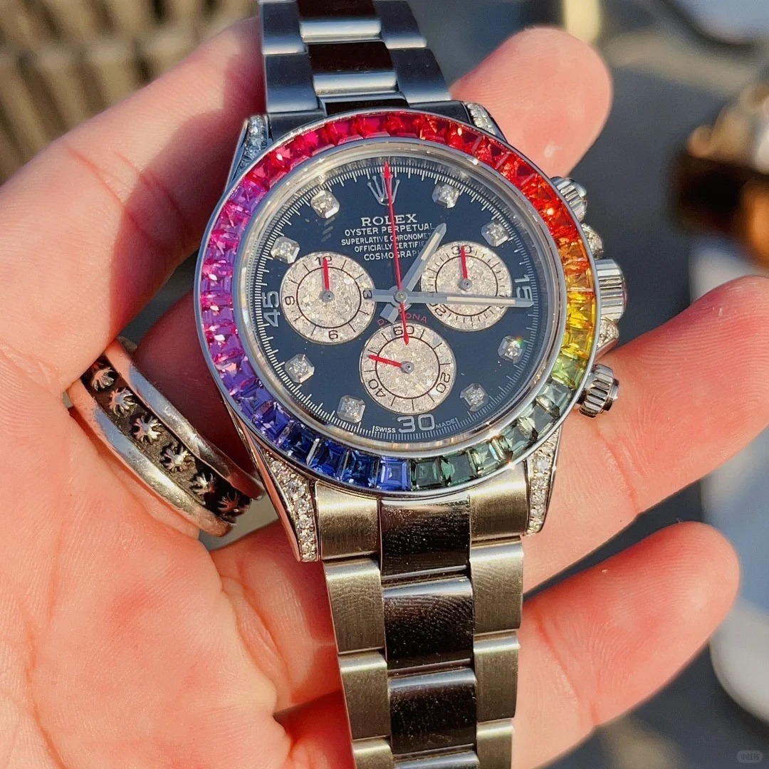 Pre Owned Steel Daytona 116509 Custom Diamond Rainbow
