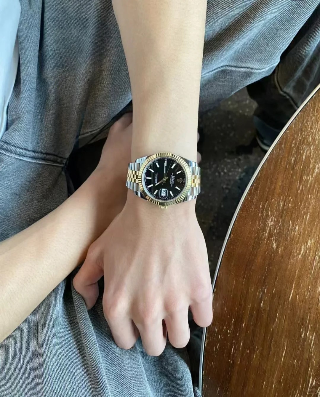 Datejust 41 Black Dial Men's Gold & Steel Watch 126333-0014