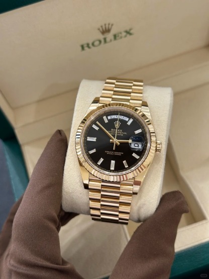 Day-Date 40 Yellow Gold Black Dial Watch 228238-0004