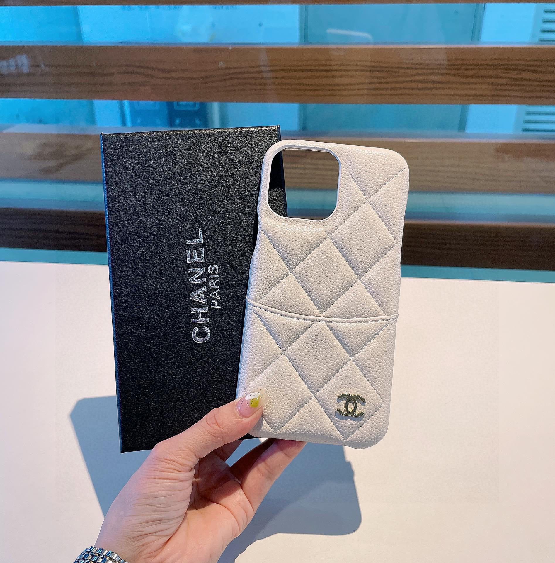 Leather diamond car line plug-in cell phone case