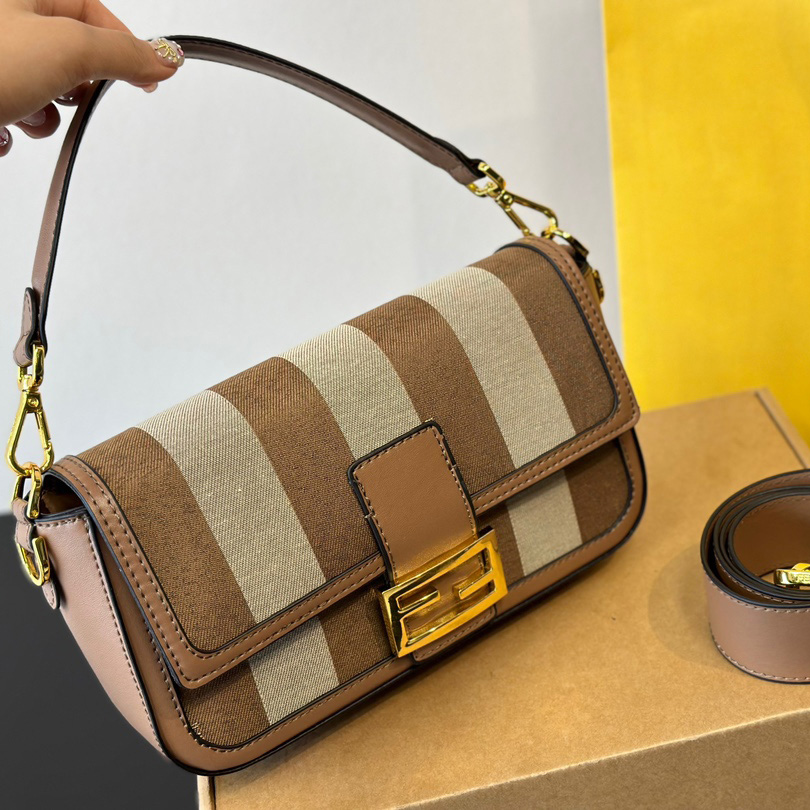 Baguette striped fabric bag