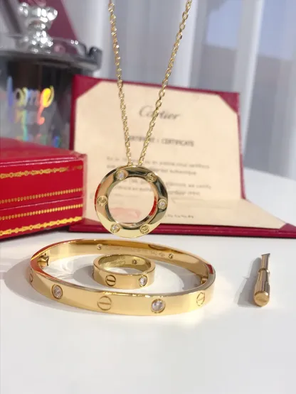 LOVE BRACELET, 4 DIAMONDS + LOVE RING, 3 DIAMONDS + LOVE NECKLACE, 3 DIAMONDS