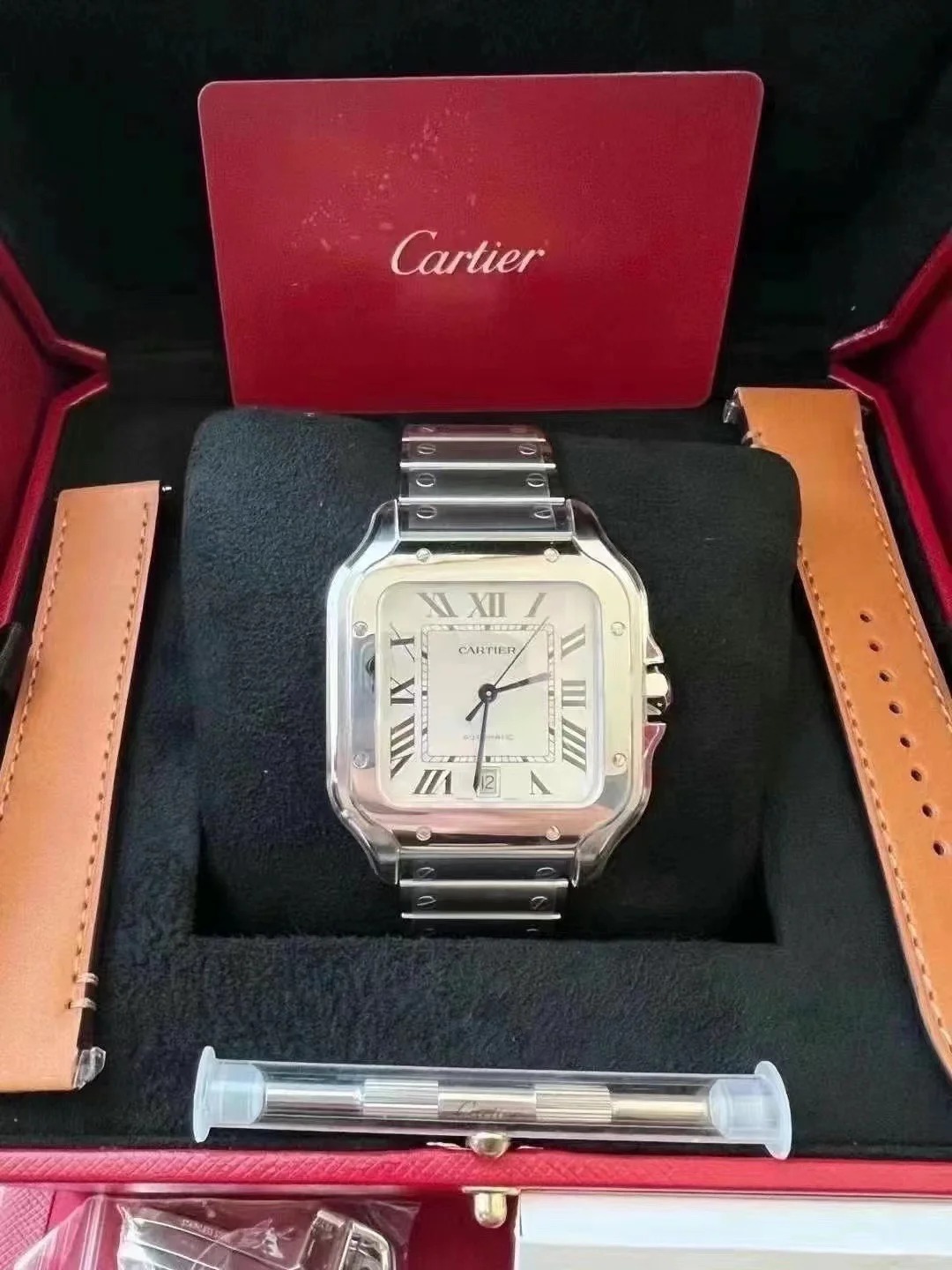 SANTOS DE , LARGE MODEL And Leather Bracelets