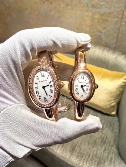 BAIGNOIRE WATCH, Small Model With 42 Diamonds, Rose Gold, Size 15 - 17