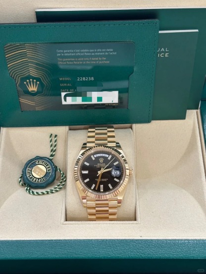 Day-Date 40 Yellow Gold Black Dial Watch 228238-0004