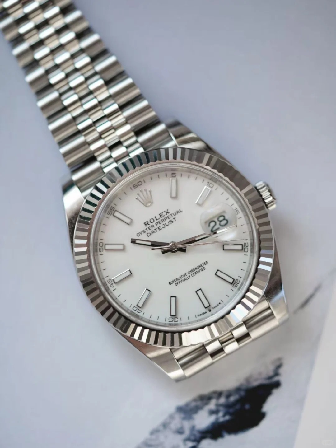 Datejust 41 White Dial Gold & Steel Men's Watch 126334-0009