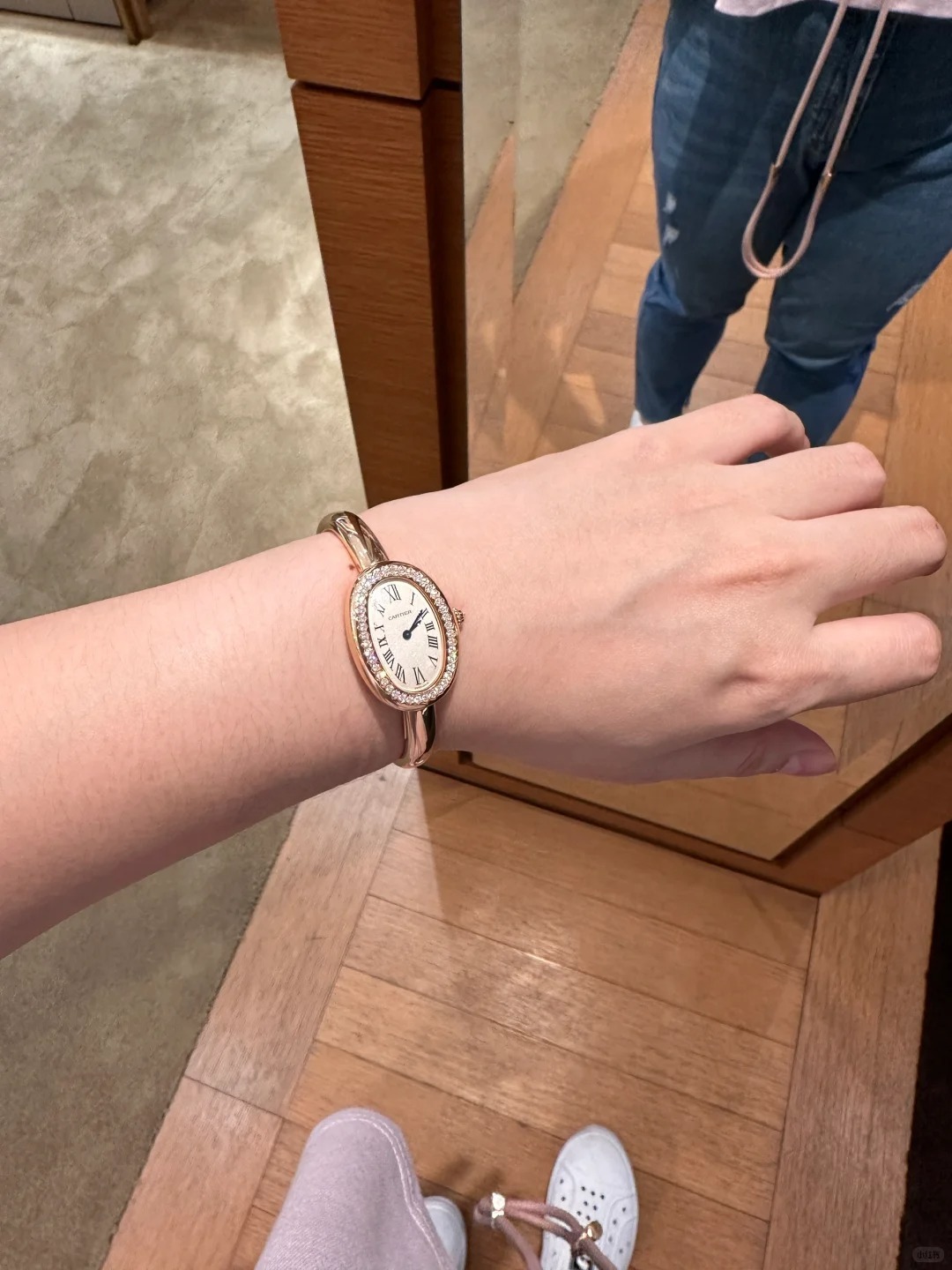 BAIGNOIRE WATCH, Small Model With 42 Diamonds, Rose Gold, Size 15 - 17