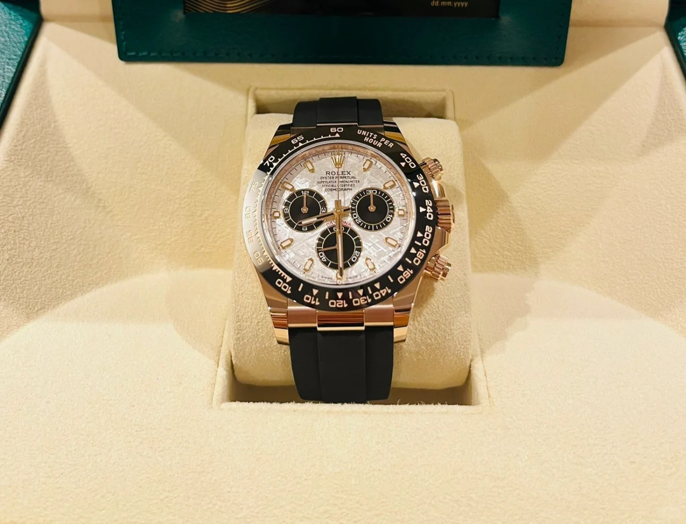 Daytona 18k Everose Gold Ceramic Bezel Meteorite Dial Oysterflex 116515LN-0055