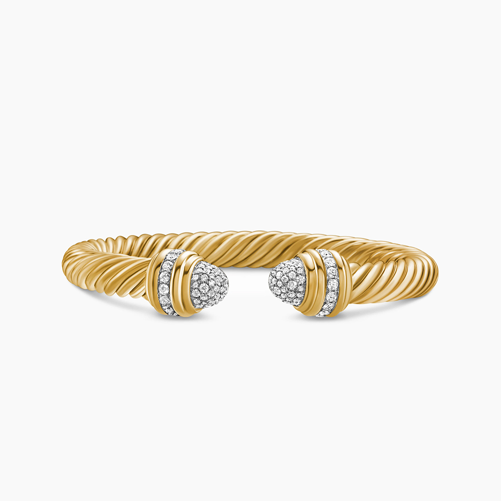 Classic Cablespira® Bracelet 18K Yellow Gold with Diamonds, 7mm