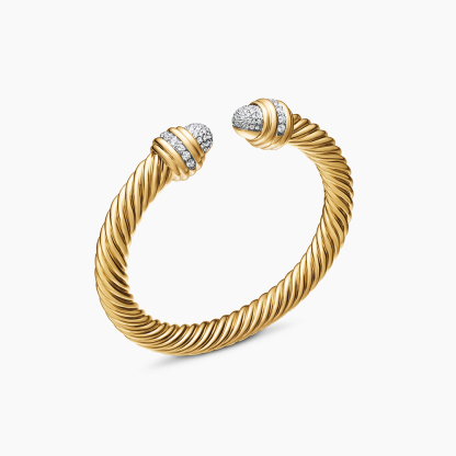 Classic Cablespira® Bracelet 18K Yellow Gold with Diamonds, 7mm