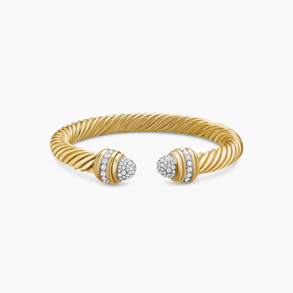 Classic Cablespira® Bracelet 18K Yellow Gold with Diamonds, 7mm