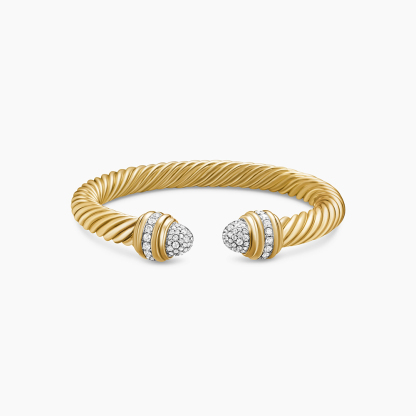 Classic Cablespira® Bracelet 18K Yellow Gold with Diamonds, 7mm