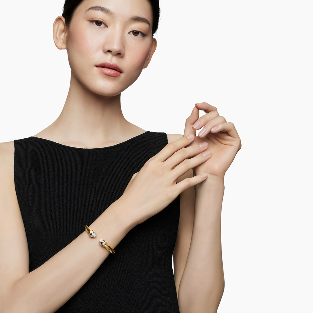 Classic Cablespira® Bracelet 18K Yellow Gold with Diamonds, 7mm