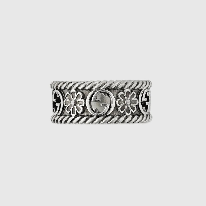 GUCCI INTERLOCKING SILVER RING