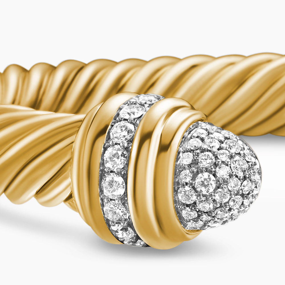 Classic Cablespira® Bracelet 18K Yellow Gold with Diamonds, 7mm
