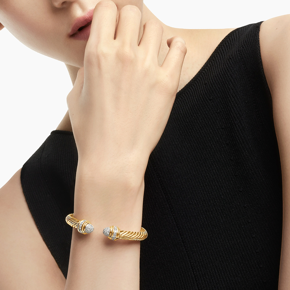 Classic Cablespira® Bracelet 18K Yellow Gold with Diamonds, 7mm