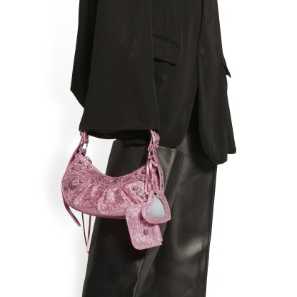 Women's Le Cagole Xs Shoulder Bag With Rhinestones in Pink