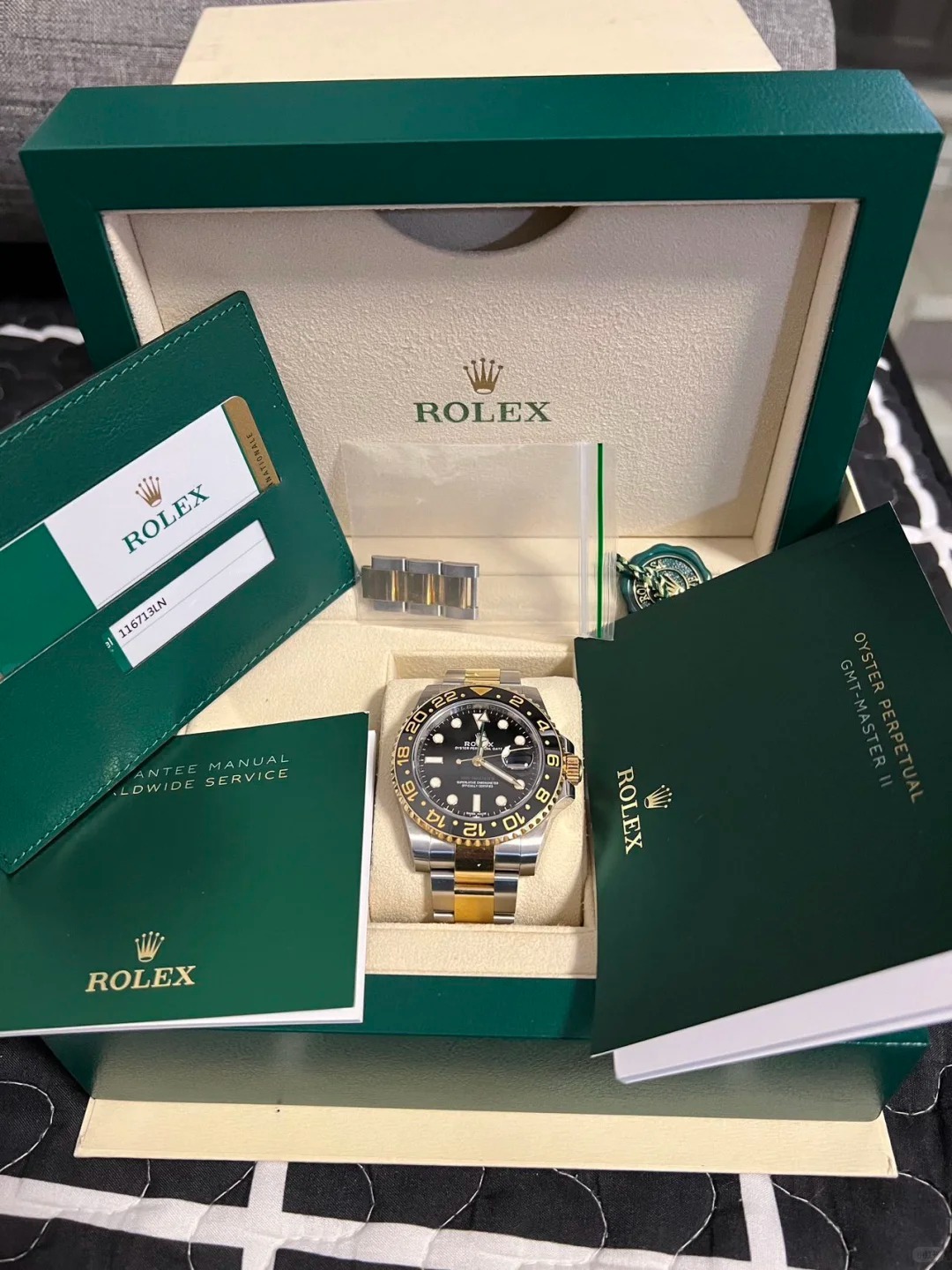 GMT-Master II Two Tone Black Dial Men's Watch 116713LN-0001